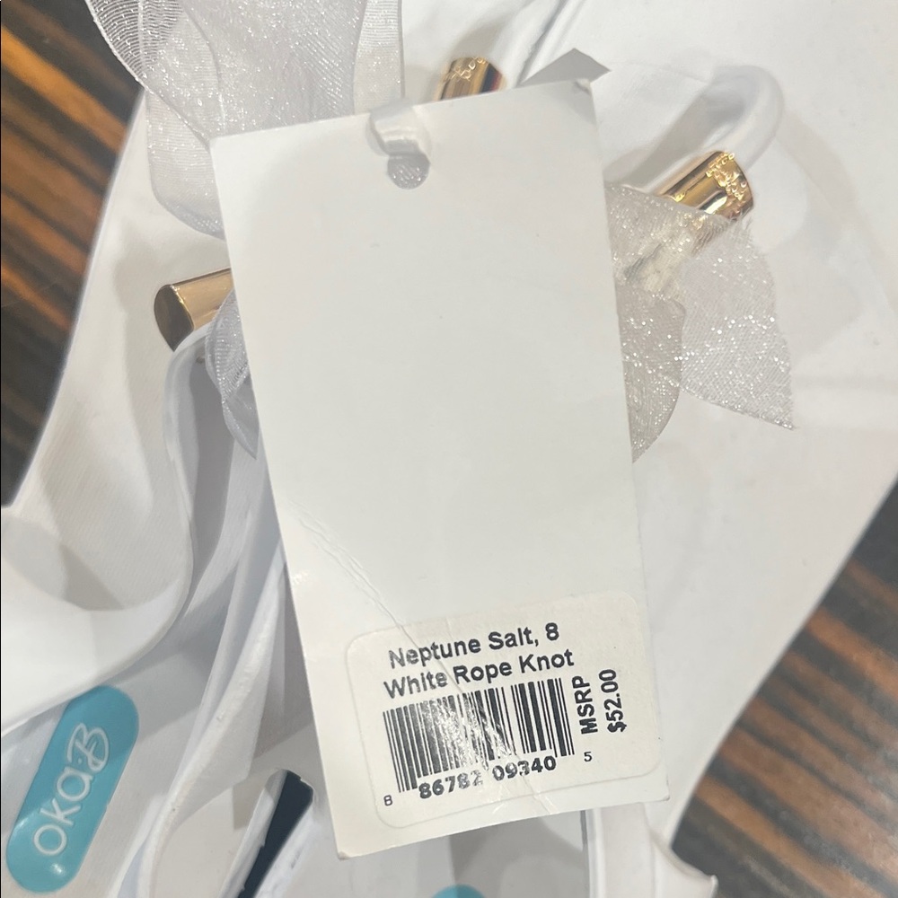 OKA b. Women's Neptune Salt White Sandals with Gold Accents - Picture 2 of 3